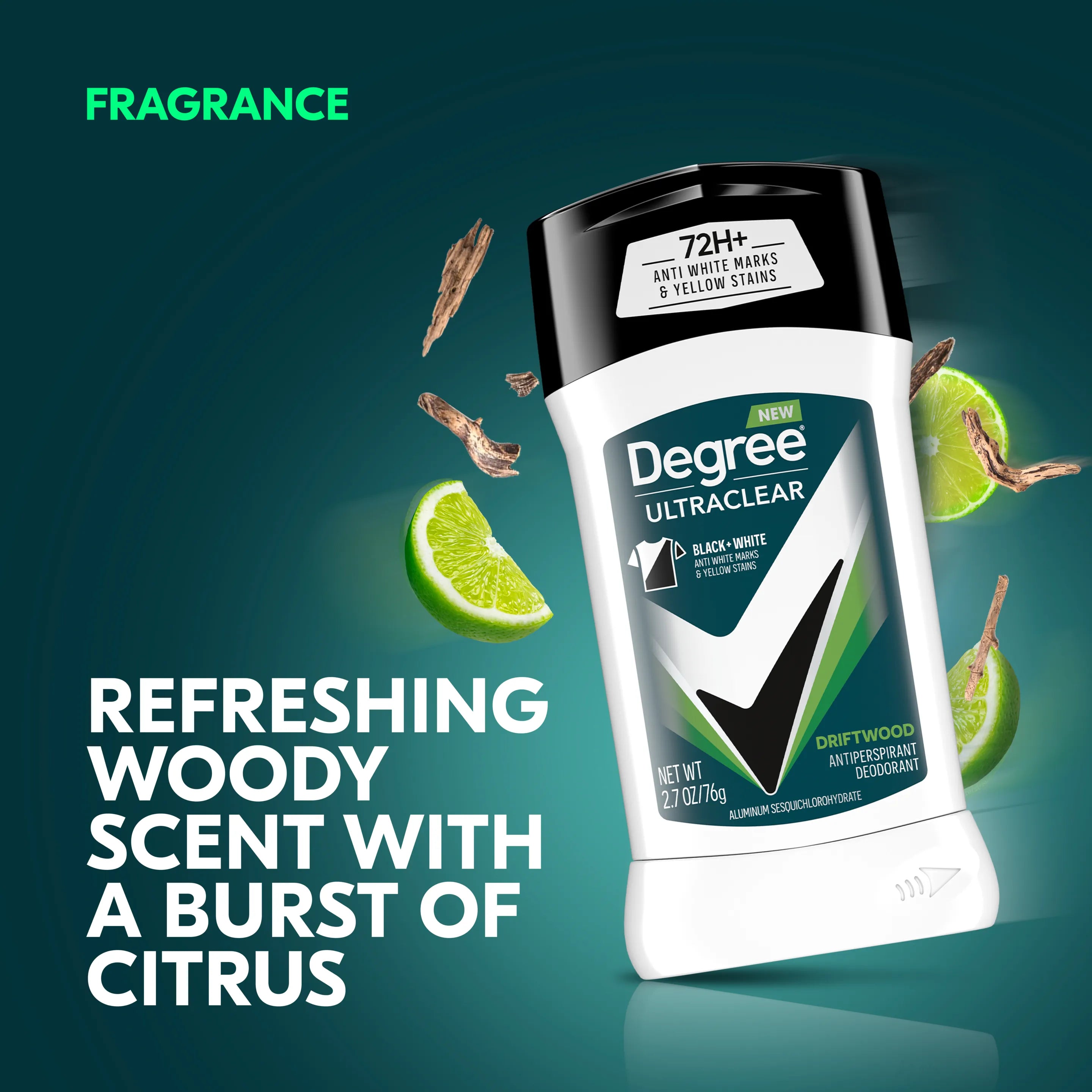 Degree UltraClear Black+White Driftwood Antiperspirant Deodorant Stick - 85g