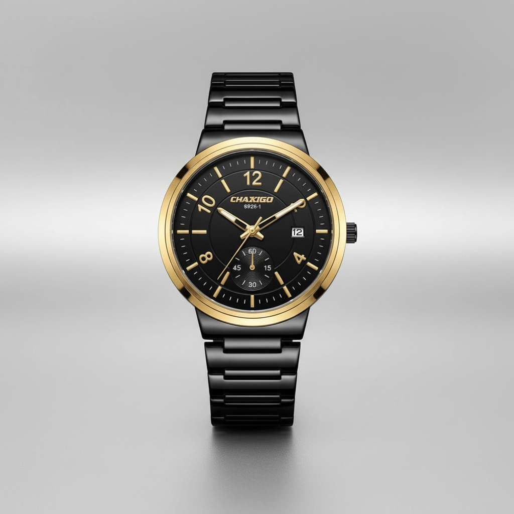 Chaxigo Men's Dress Watch - Midnight Obsidian & Gold
