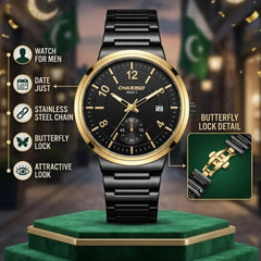 Chaxigo Men's Dress Watch - Midnight Obsidian & Gold