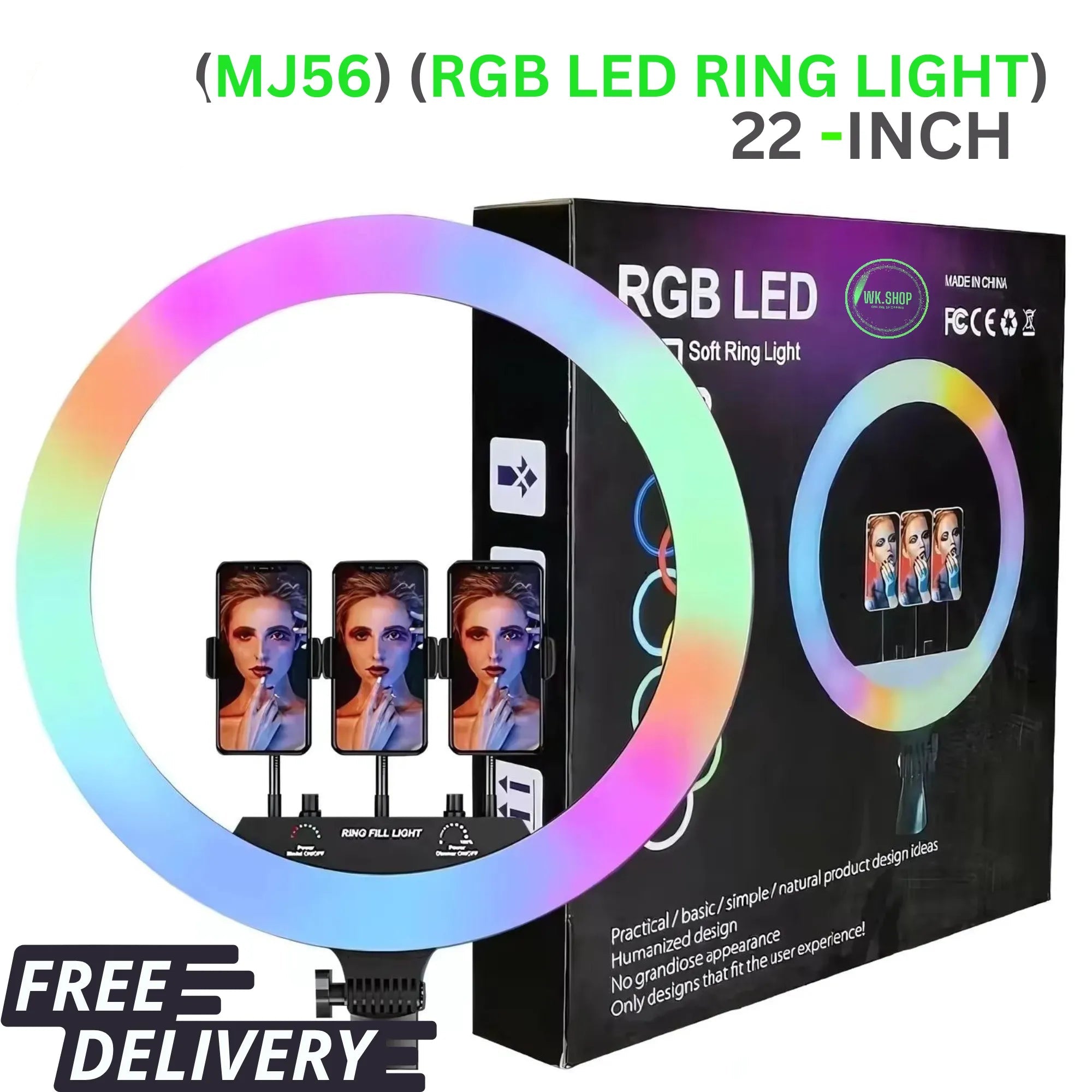 RGB LED Ring Light -  MJ56 - 22INCH