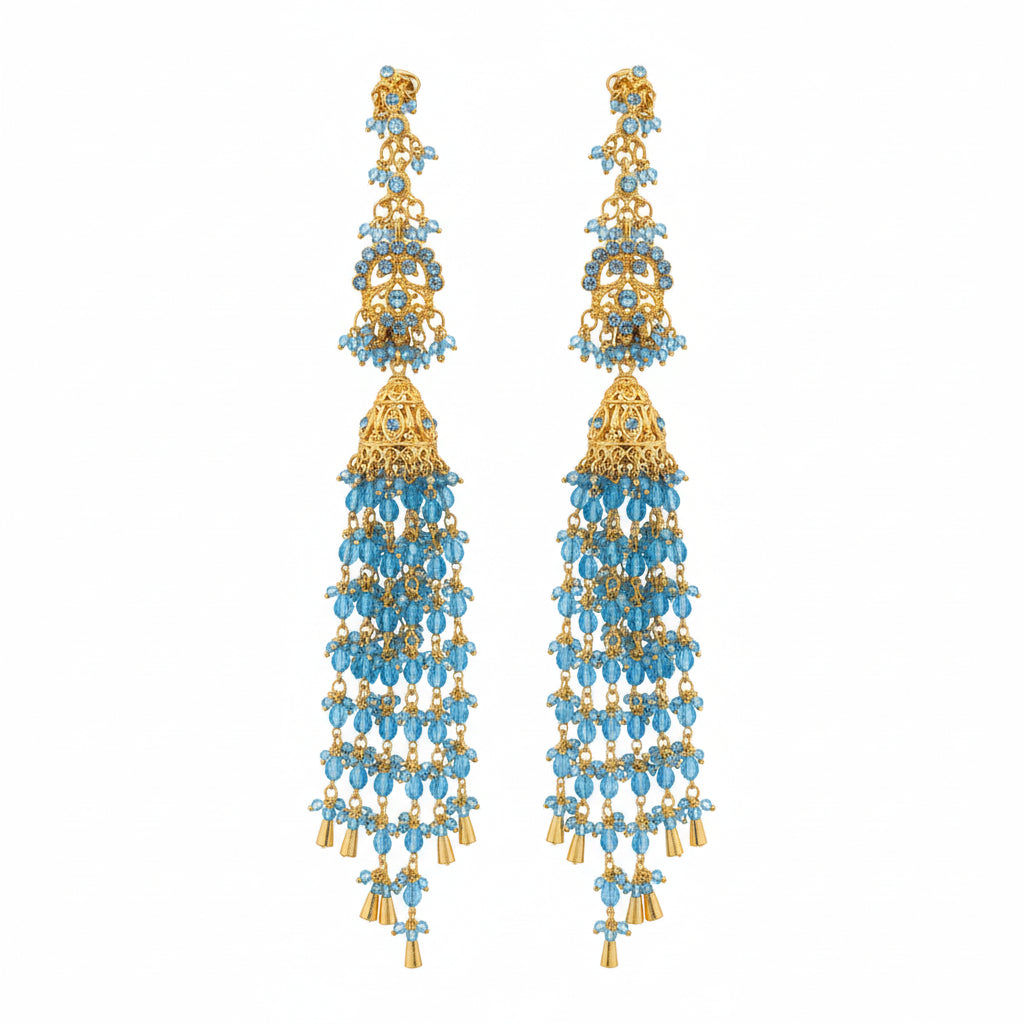 Indian Madrasi Long Jhumki with Pearl Work