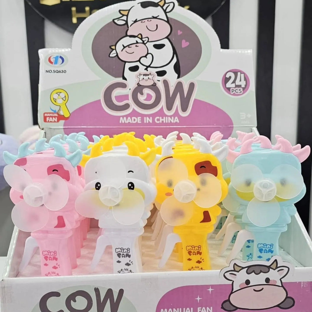 Cow-Themed Manual Hand Fan Toy for Kids - Each