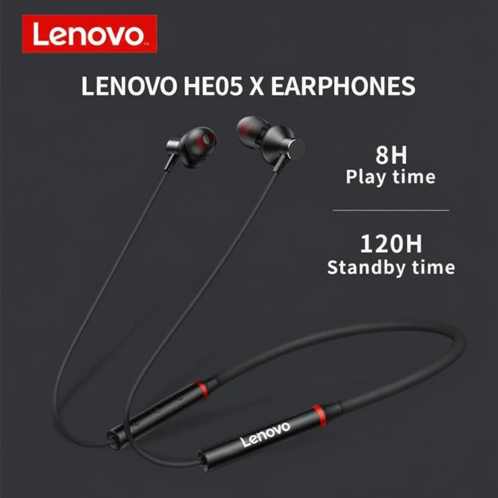 Lenovo HE05X Wireless Bluetooth Neckband Earphones