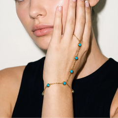 Stainless Steel Turquoise HandChain - Each