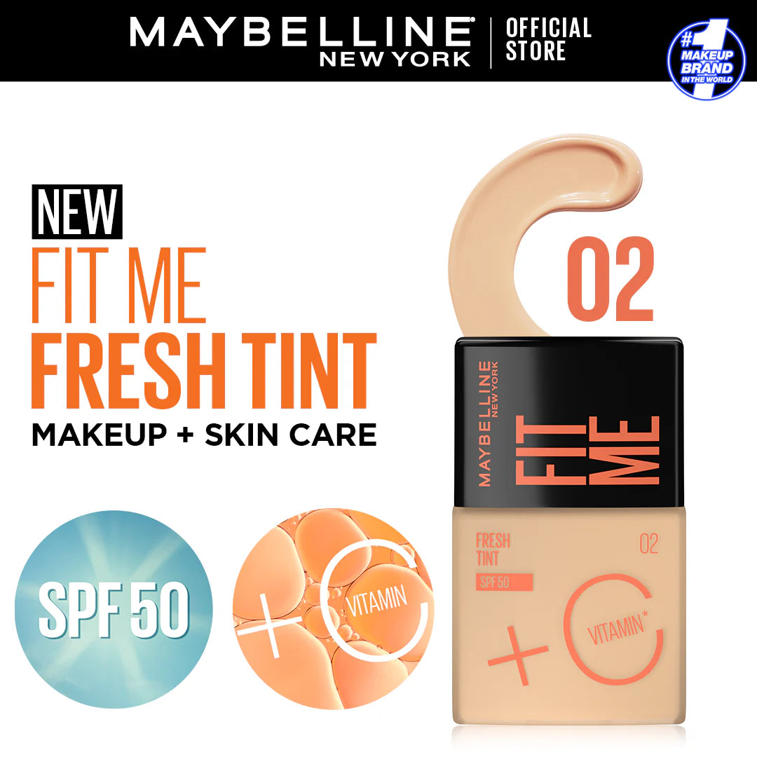 Original Maybelline - Fit Me Fresh Tint Spf 50 + Vitamin C Foundation