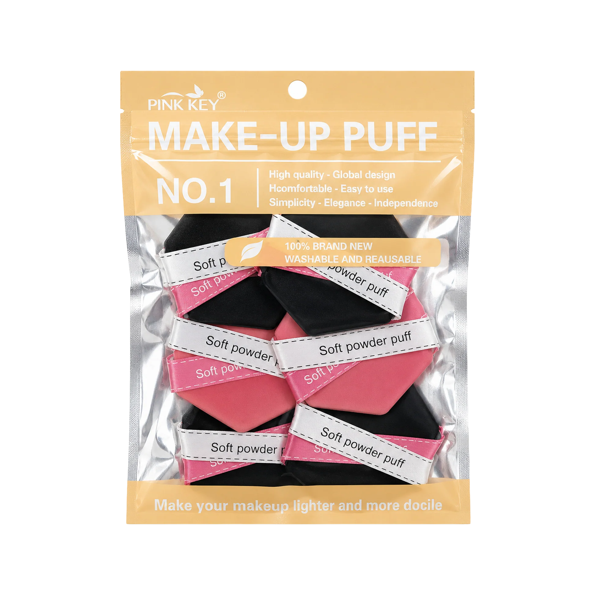 Pink Key Make-Up Puff - 6 Pcs