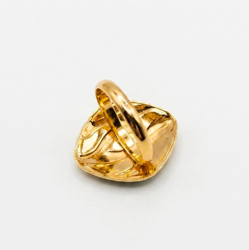 Gold Plated Enamel Abstract Statement Ring