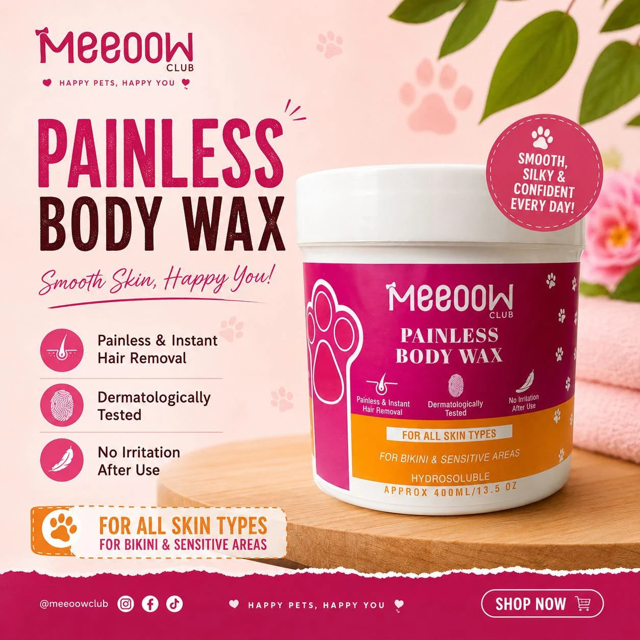 Meeoow Club 10 Min Painless Orange Body Wax Powder