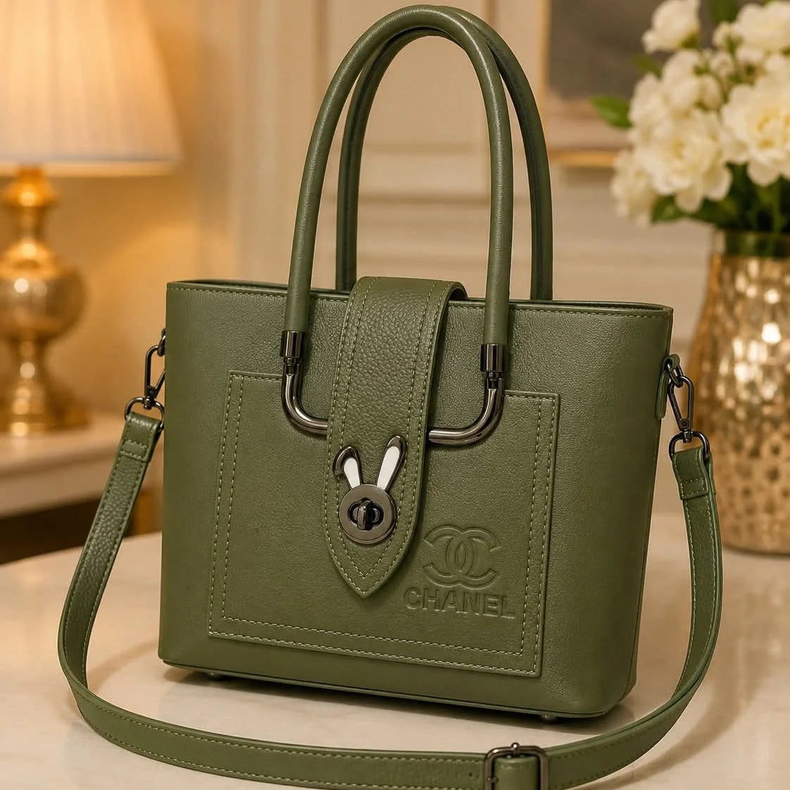 CHANEL Textured Leather Tote Handbag