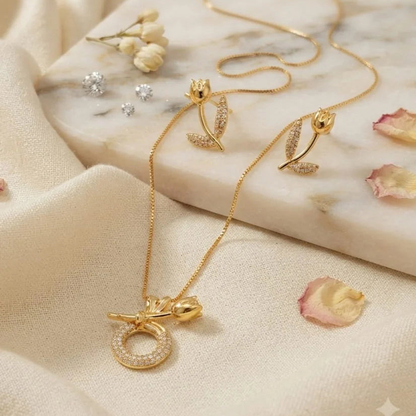 Gold Plated Tulip Flower Jewelry