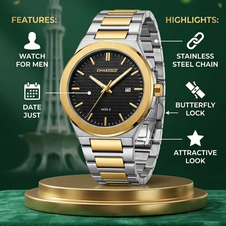CHAXIGO Executive Timepiece - Two-Tone Gold and Steel Watch