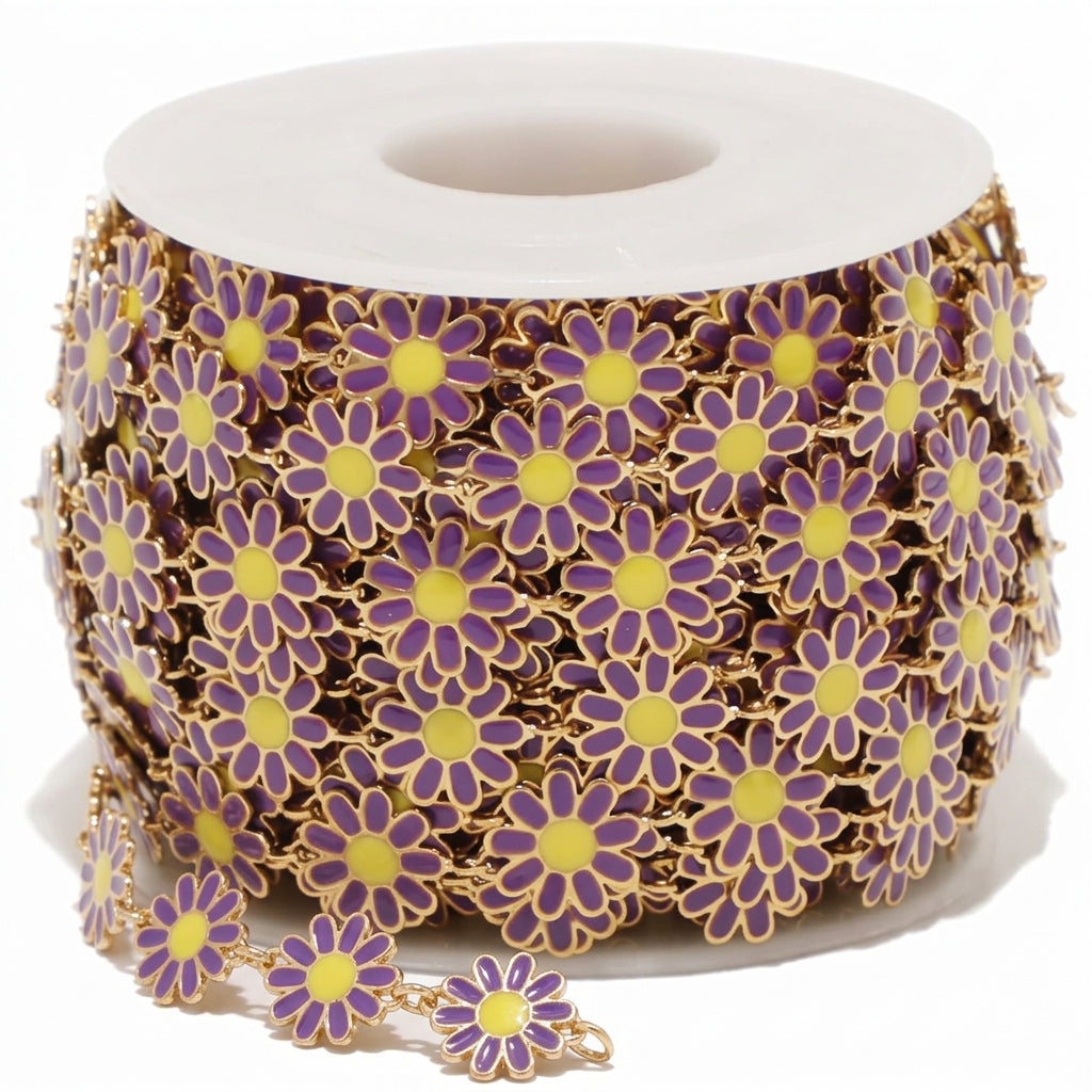 Sun Flower Enamel Chains Permanent Bracelet