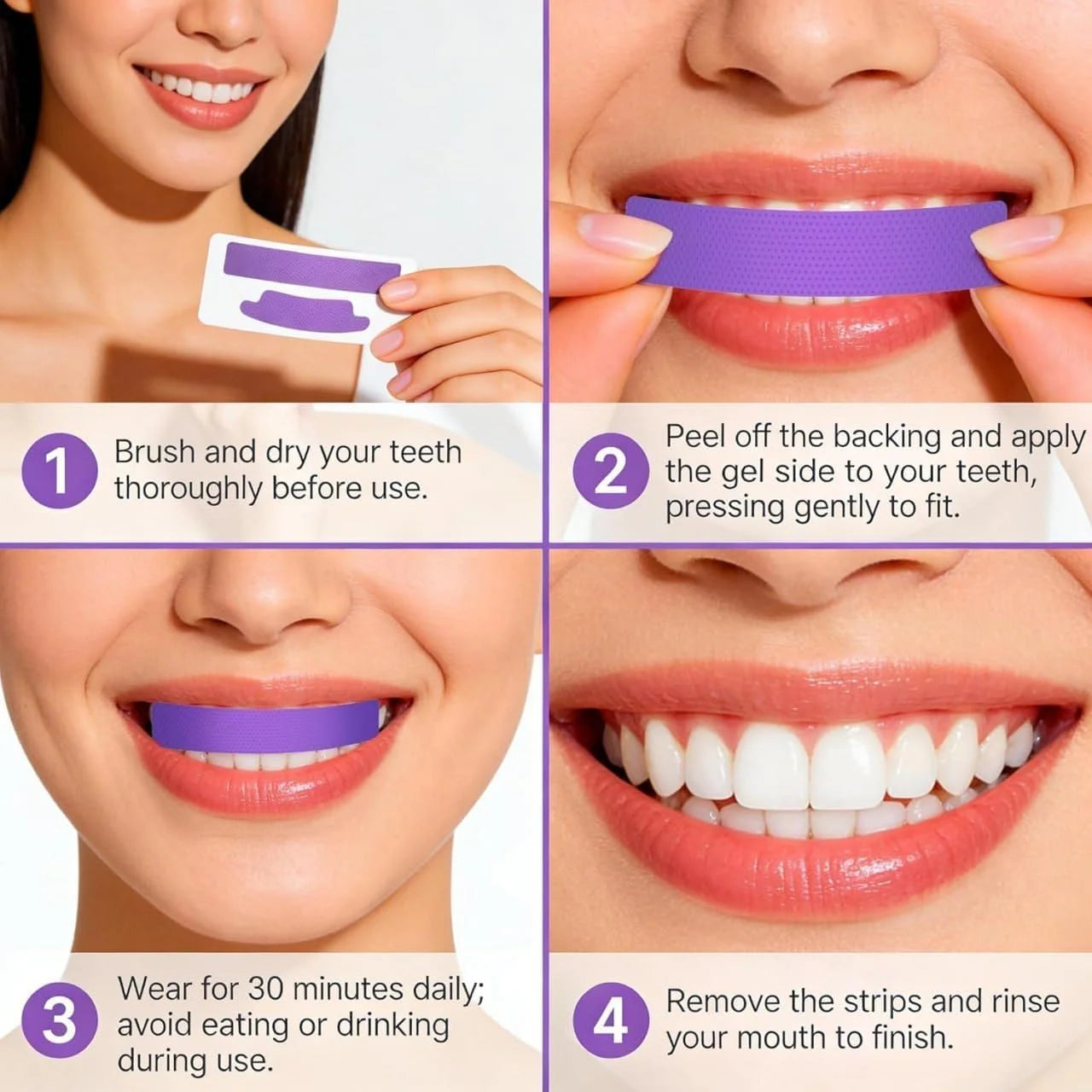 Purple Teeth Whitening Strips for Sensitive Teeth - Pack of 7 Strips