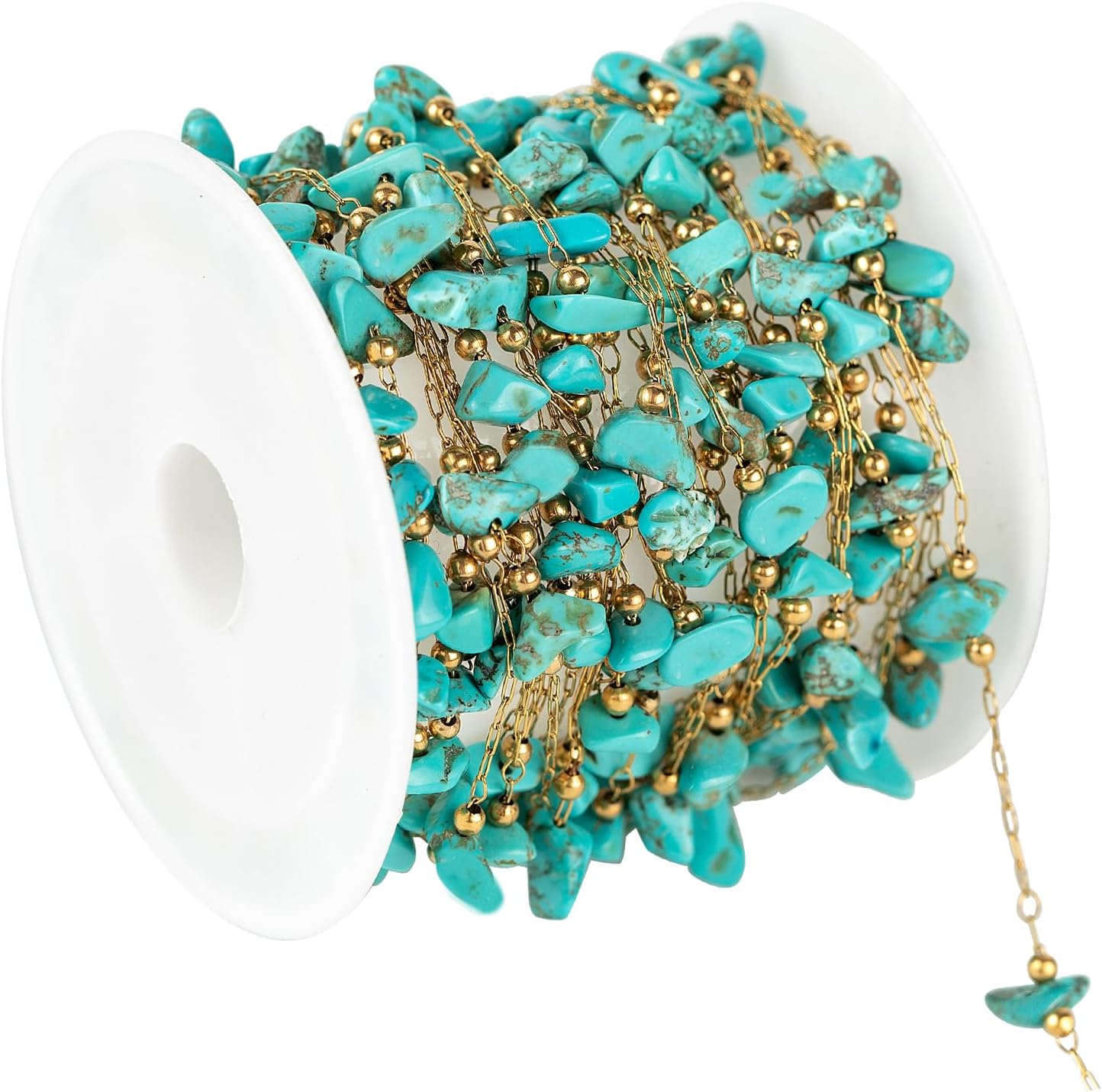 Turquoise Blue Natural Raw Healing Stone Chain Permanent Bracelet