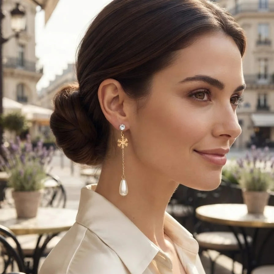 Gold Plated Stainless Steel Pearl Drop Earring - Each