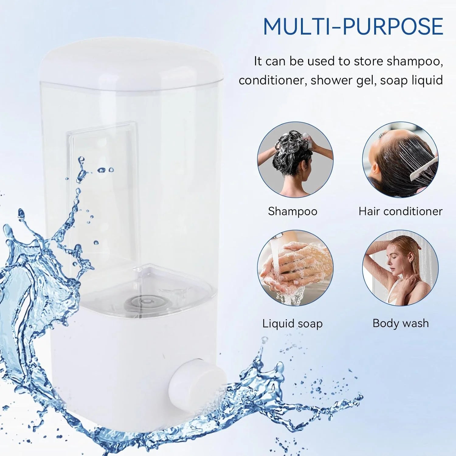Wall Mount Liquid Soap & Lotion Dispenser for Bathroom & Kitchen - 500ml