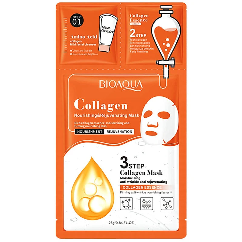 BIOAQUA 3 Step Collagen Nourishing & Rejuvenating Facial Sheet Mask - 25ml
