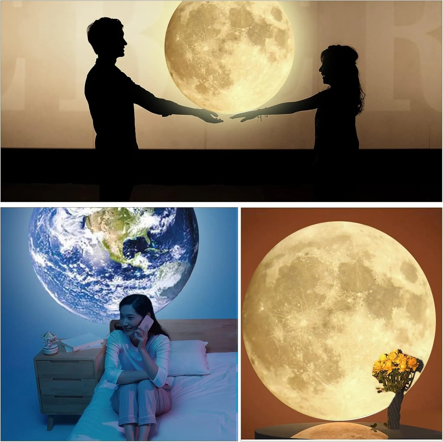 3D Moon Earth Projection LED Lamp
