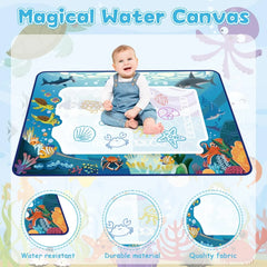 Water Doodle Mat Aqua Magic for Children with Water Pen Tools Stamps Accessories