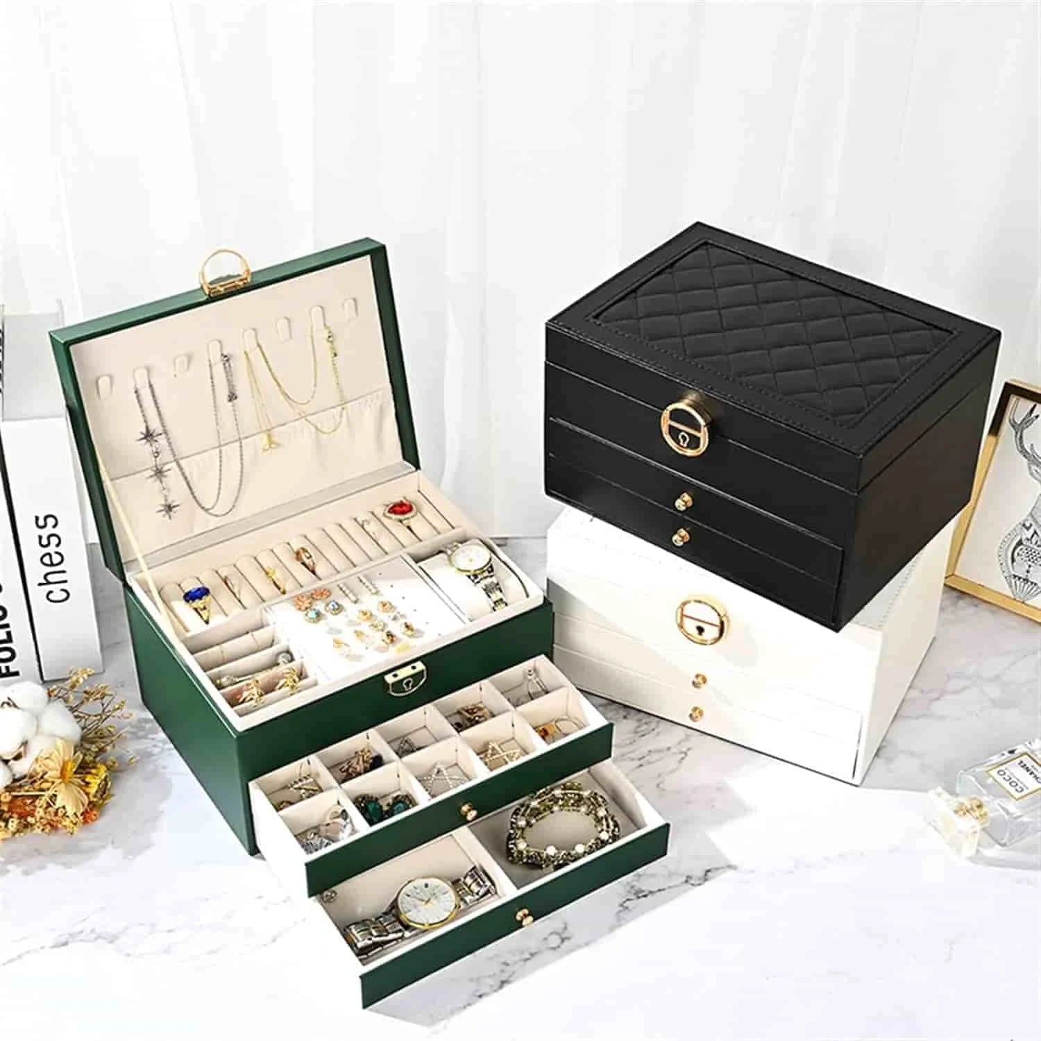 Double-Layer Jewelry Storage Box - Each