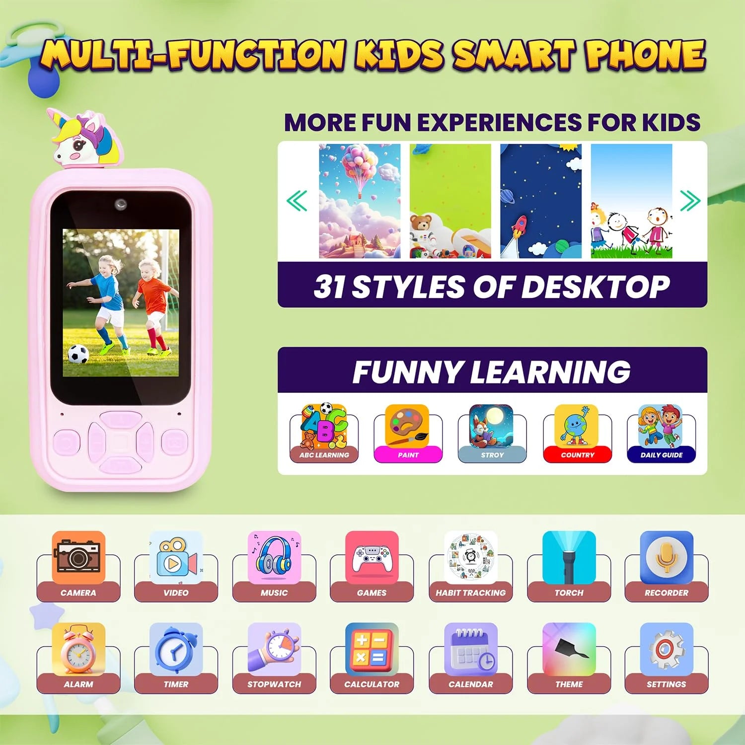 Learning Play Toy Mobile Phone with Dual Camera