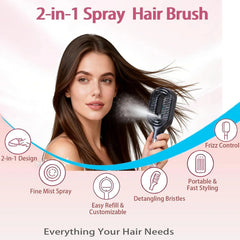 Wanmei  2-in-1 Water Mist Spray Hair Brush - All Hair Types - Each