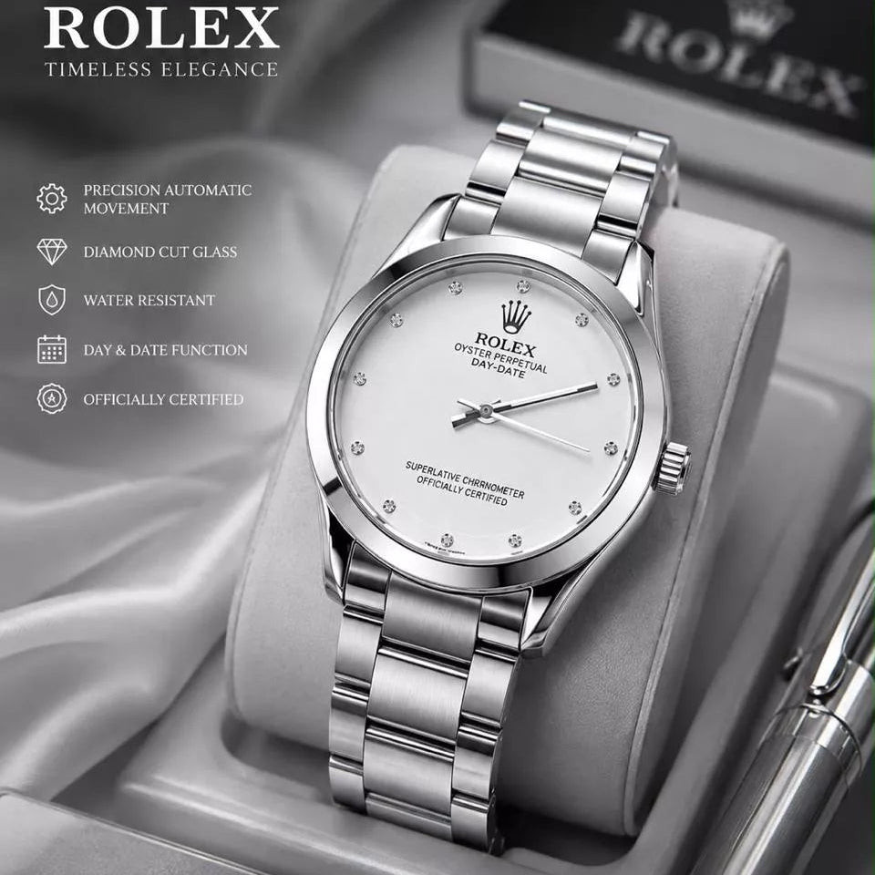 Rolex Men's Watch with Stylish Stainless Steel Chain- With Box