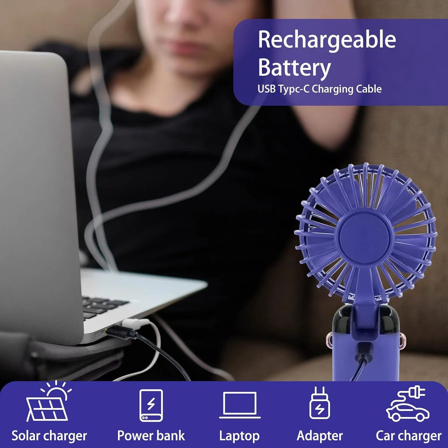 Portable Handheld Personal Rechargeable Fan LED Digital Display