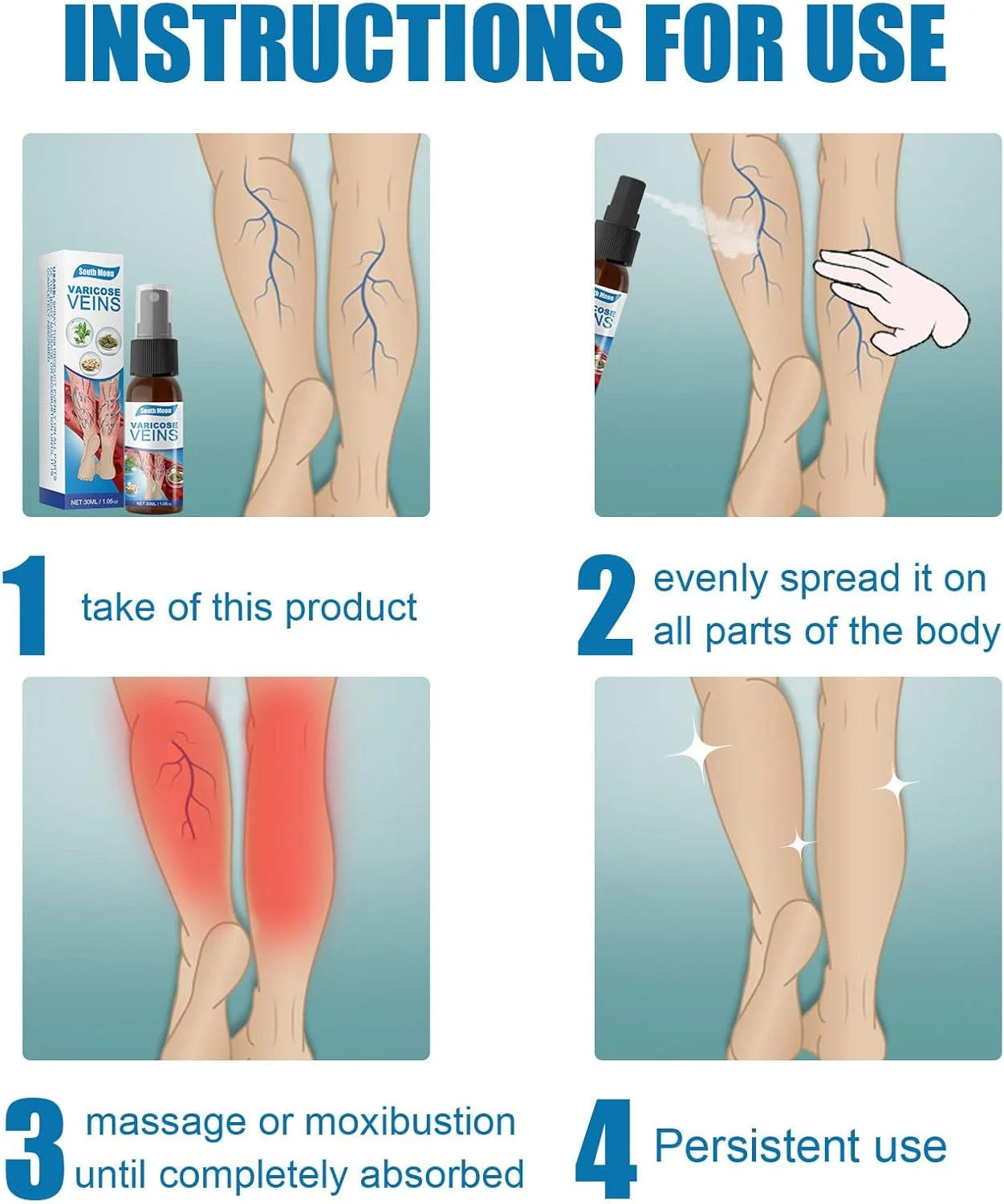 South Moon Vein Healing Varicose Veins Treatment Spray - 30ml