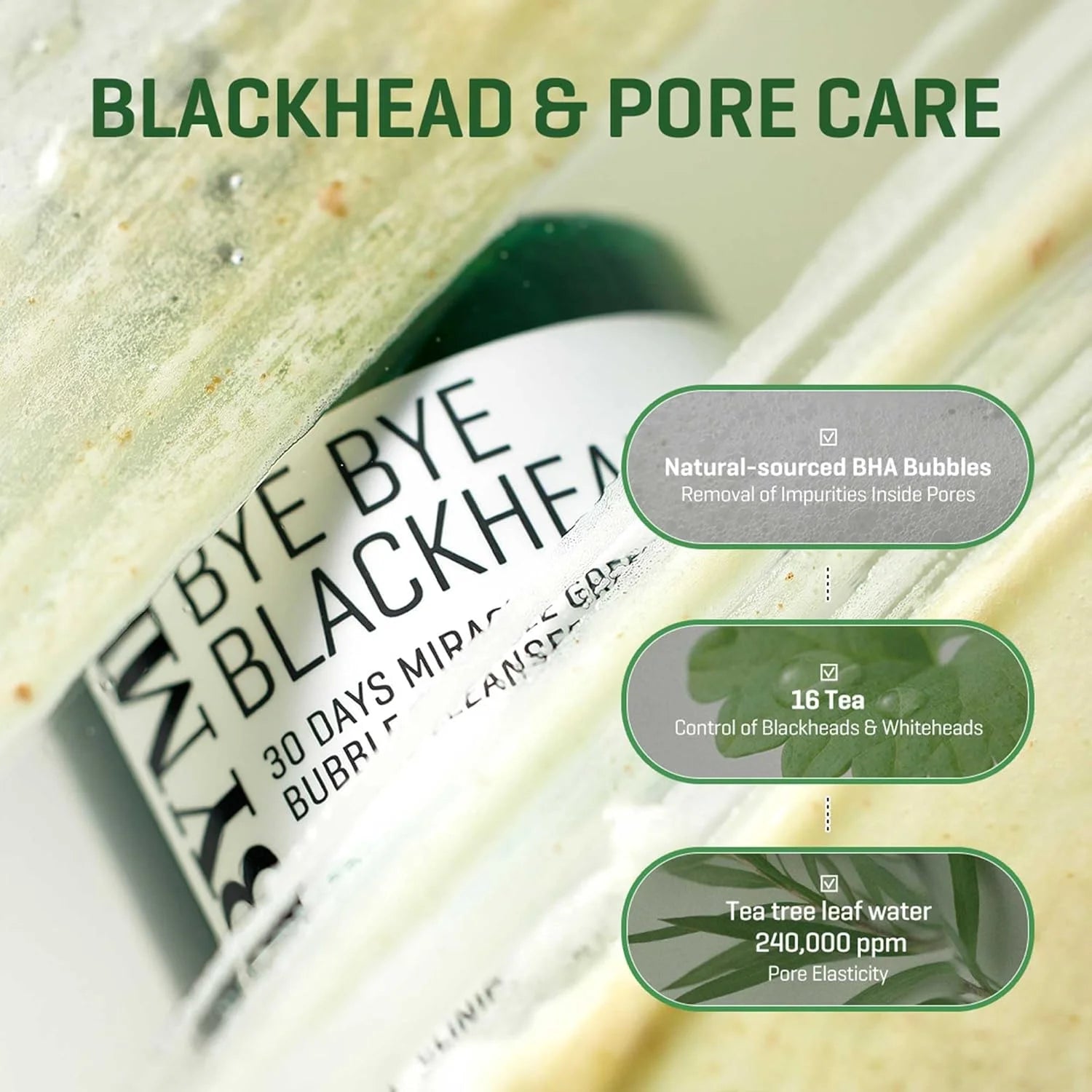 Some By Mi Bye Bye Blackhead 30 Days Miracle Green Tea Tox Bubble Cleanser - 120g