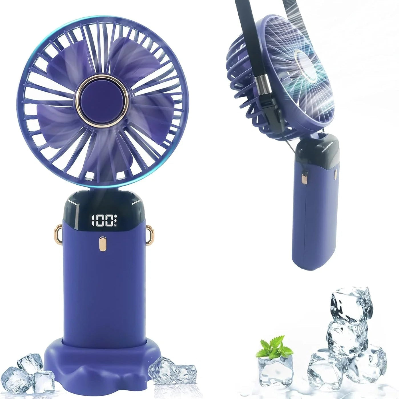 Portable Handheld Personal Rechargeable Fan LED Digital Display