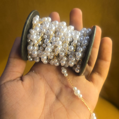 gold-colored White pearl beads Permanent Bracelet - 5m