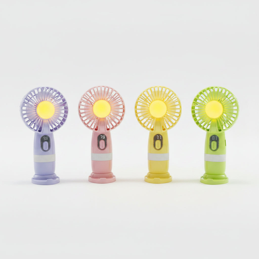 Mini Rechargeable Handheld Fan | 10 Speed Settings | Battery Percentage Display