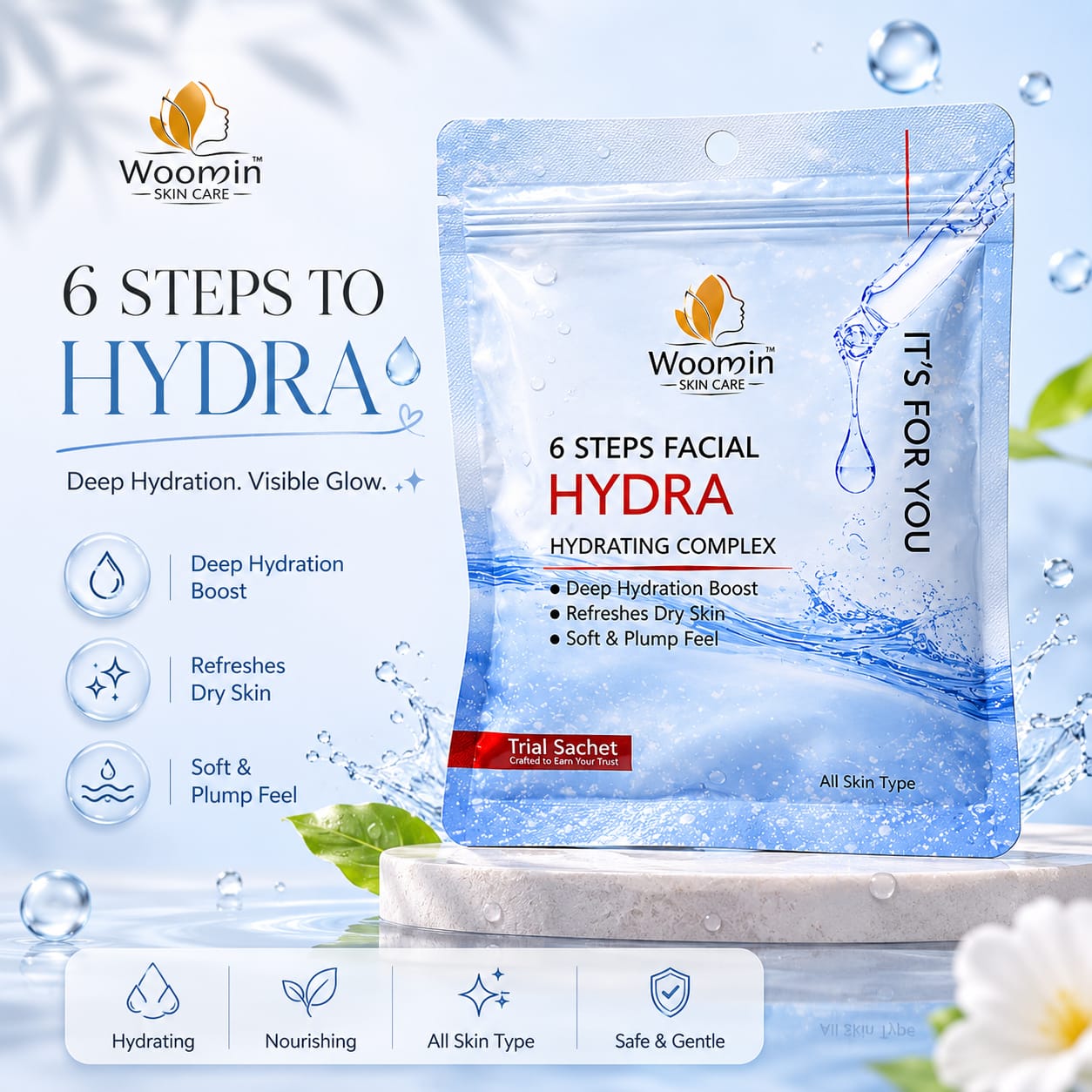 Woomin Skin Care 6 Steps Hydra Facial Kit