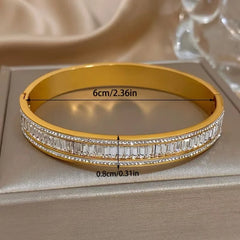Gold Crystal Rhinestone Cuff Bangle