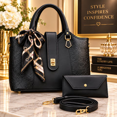 Embossed Floral Leather Womens Handbag Set