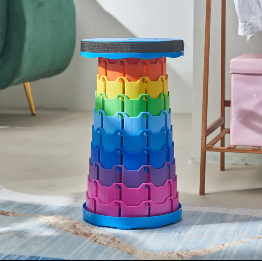 Telescopic Folding Plastic Stool - Outdoor Collapsible Stool - Each