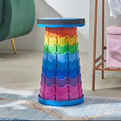 Telescopic Folding Plastic Stool - Outdoor Collapsible Stool - Each