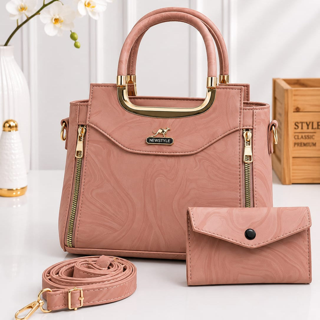 Premium Women's Handbag Set - 2 Pcs Set - Handbag + Matching Wallet