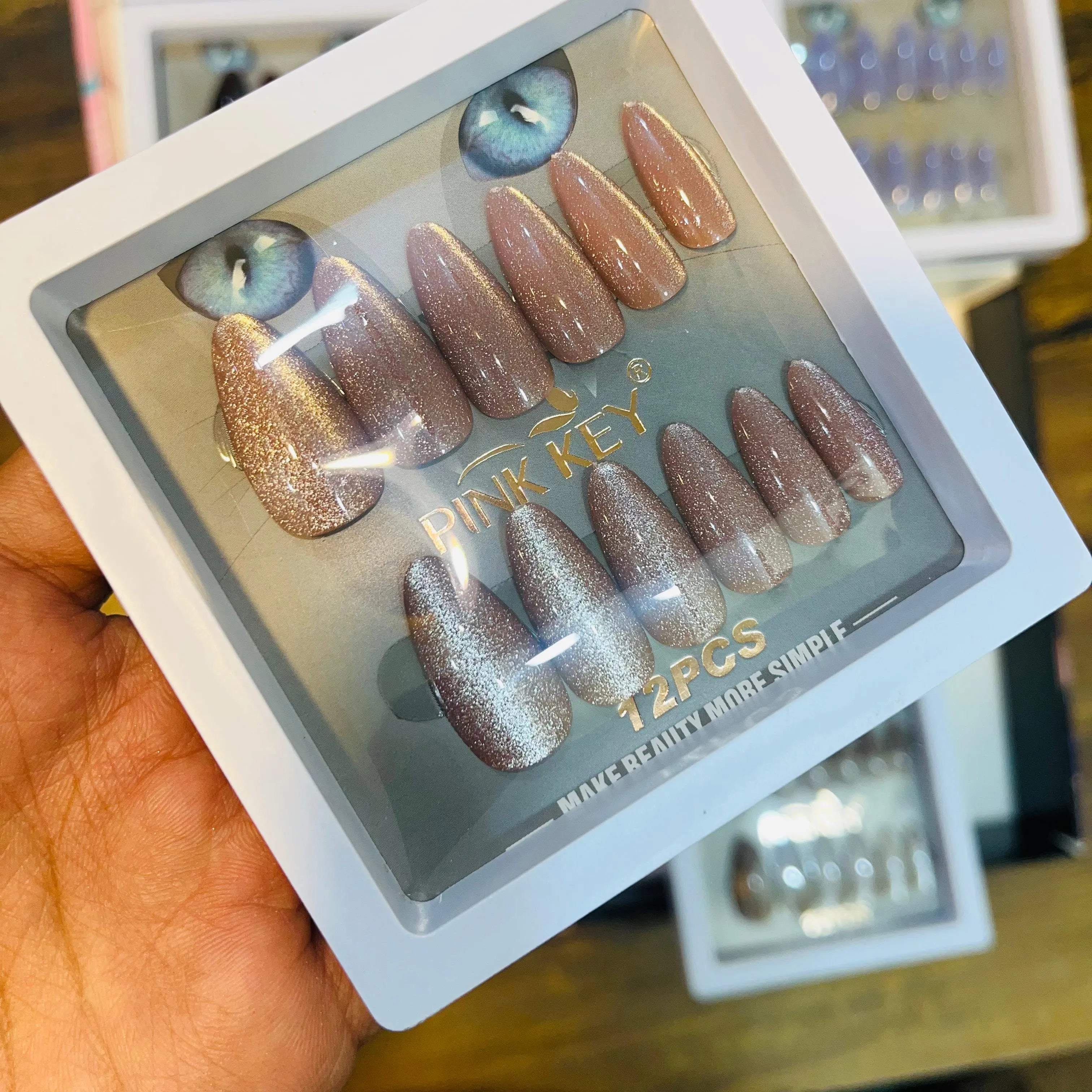 Pink Key Stylish Artificial Nails