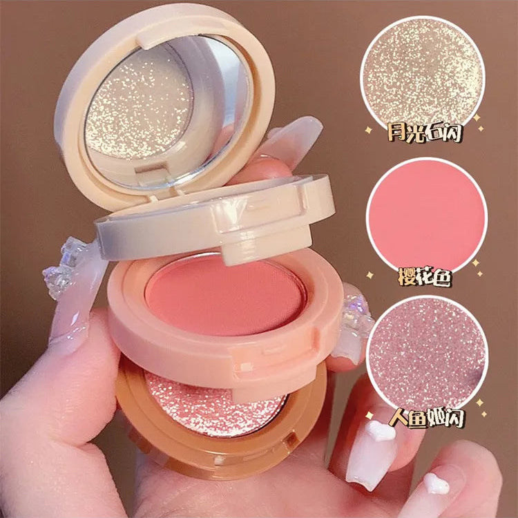 Hudamoji 3-in-1 Highlighter & Blush Palette