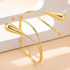 Stainless Steel Minimalist Vintage Elegant Water Drop arm cuff - Each