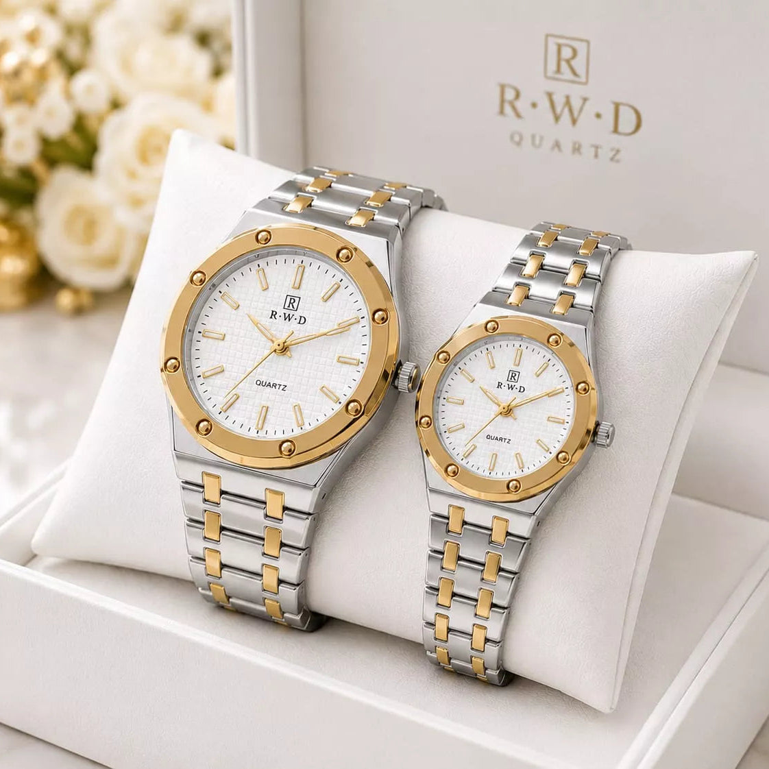R•W•D Quartz Ladies and Gents Couple Watch Set - WITH NORMAL BOX