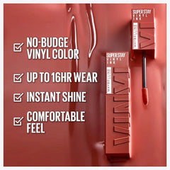 Original Maybelline Super Stay Vinyl Ink Liquid Lipstick - Peppy 130