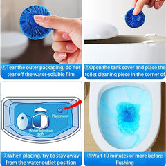 Blue Automatic Toilet Cleaner Stain Remover - 10 Tablets