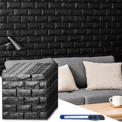 Black Brick Printable 3D Wallpaper Stick and Peel - Each