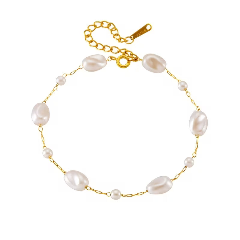 Stainless Steel  Elegant Imitation Pearl Bracelet - Each