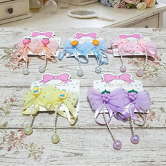Kids Fruit Charm Organza Bow Hair Clip - Each
