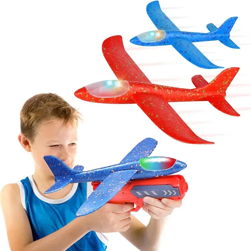 Airplane Launcher Toy, Foam Throwing Glider Plane with Catapult Gun