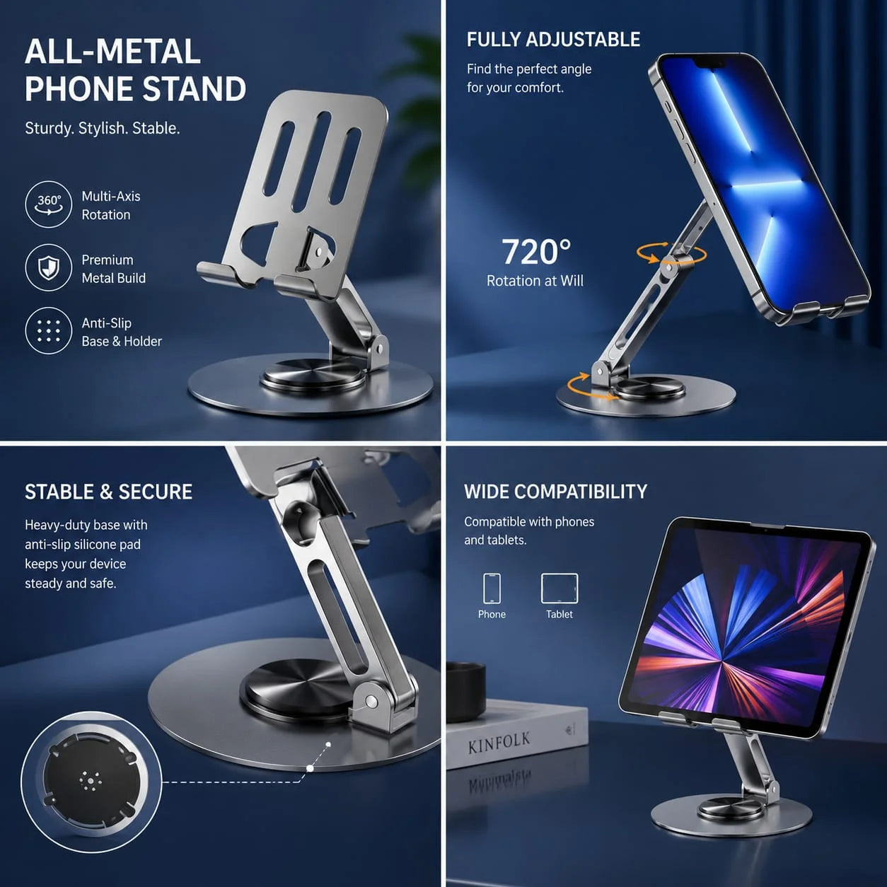 Heavy-Duty Adjustable Metal Desktop Stand-Each